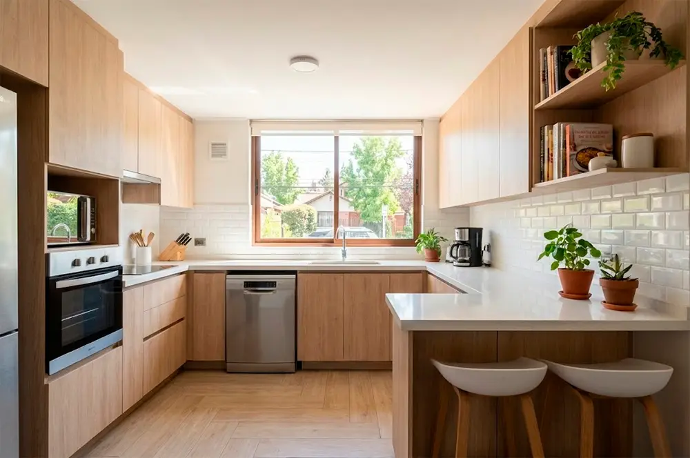 Cocina moderna y funcional en departamento de Ñuñoa