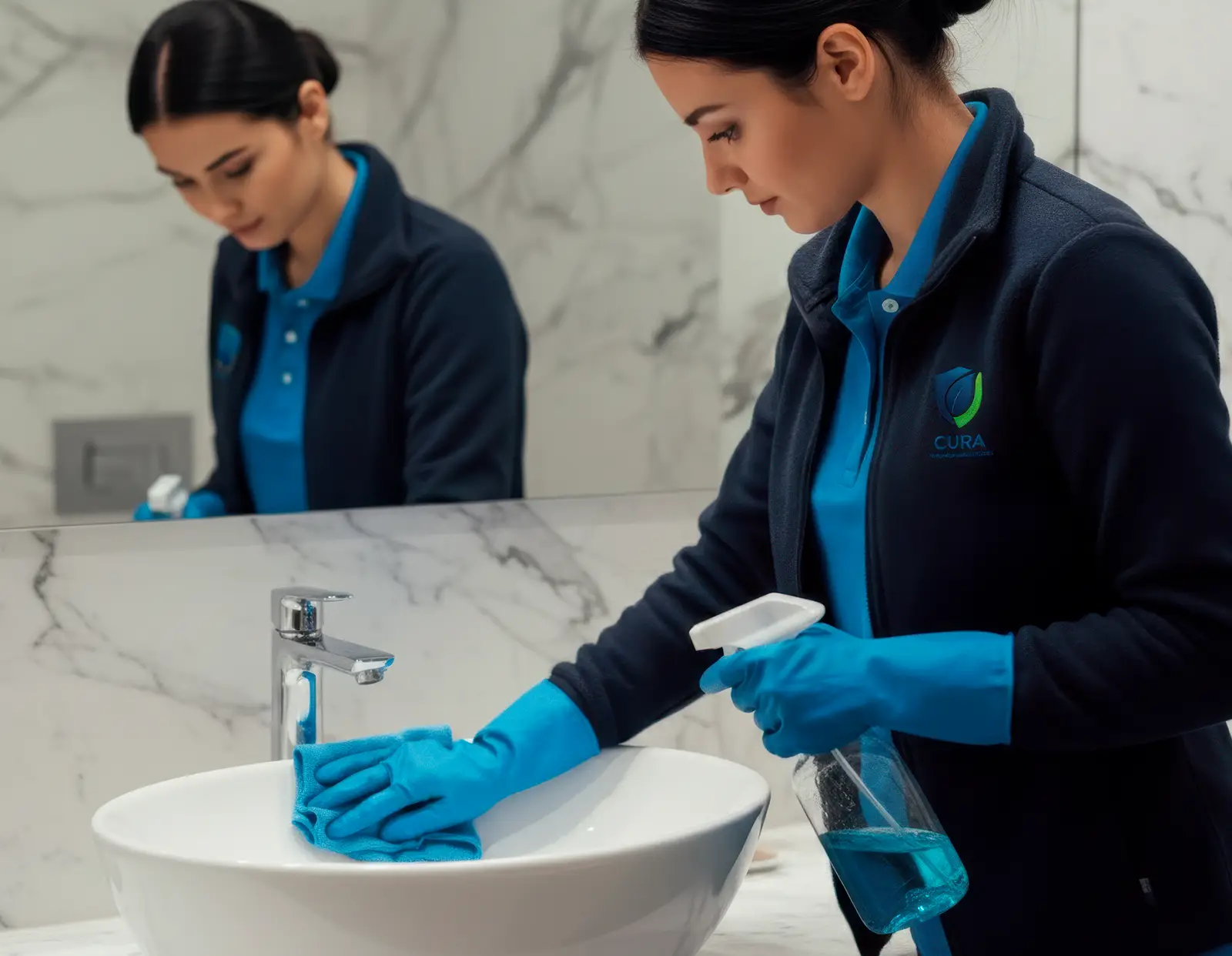 Baño limpio y reluciente